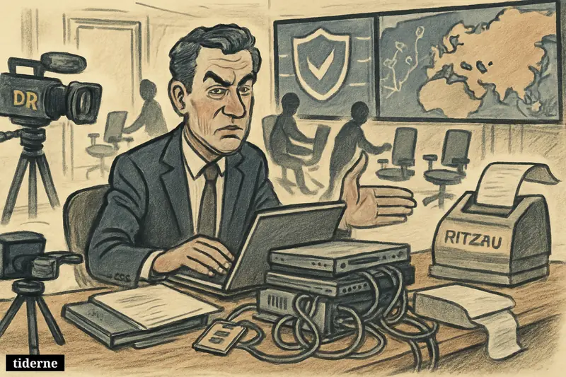 A bustling intelligence office with hiring desks, computers, security screens, news equipment, and many prepared workstations for new cyber recruits. (AI-genereret illustration)