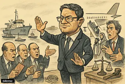 Itamar Ben-Gvir stands defiantly on a dock as activists are led toward deportation and diplomats confront him beside a seized flotilla vessel.