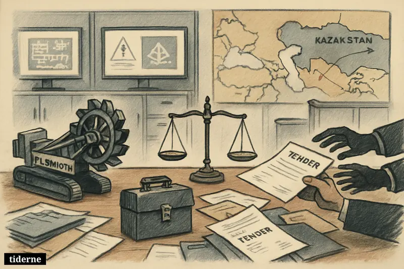 Industrial plans and legal symbols in a corporate room, with documents slipping toward suspicious hands near a Central Asia map.