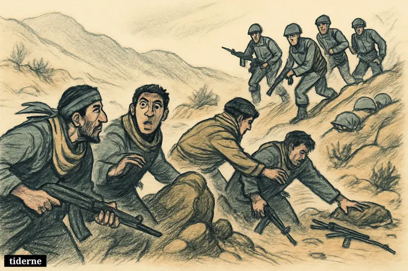 Kurdish fighters are caught in an ambush in a rocky western Iran mountain pass as Revolutionary Guard troops attack from above.