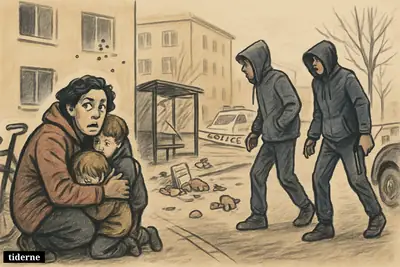 A terrified family shields children on a Swedish street as young gang shooters and signs of gun violence disrupt ordinary daily life.