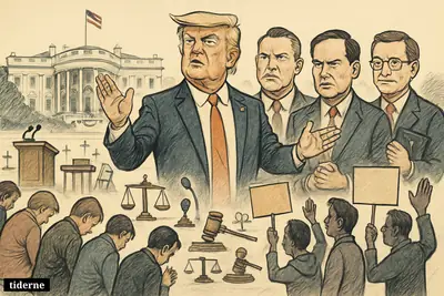 Trump, Hegseth, Rubio, and Johnson lead a prayer gathering near the White House as divided supporters and protesters face off.