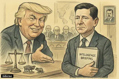 Trump presents Jay Clayton in a government office while senators watch, with intelligence and SEC-related props around them.