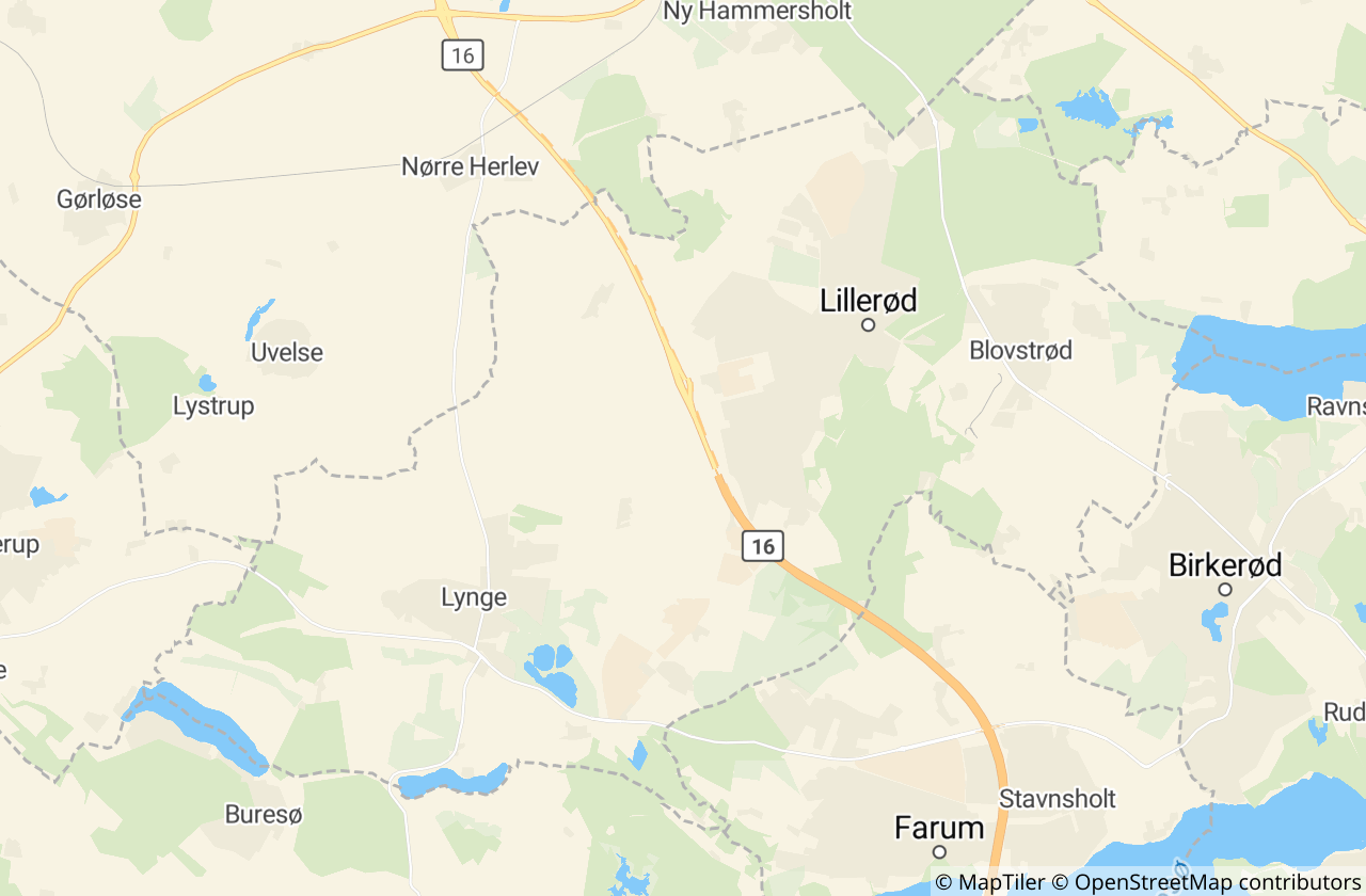 Kort over Allerød Kommune