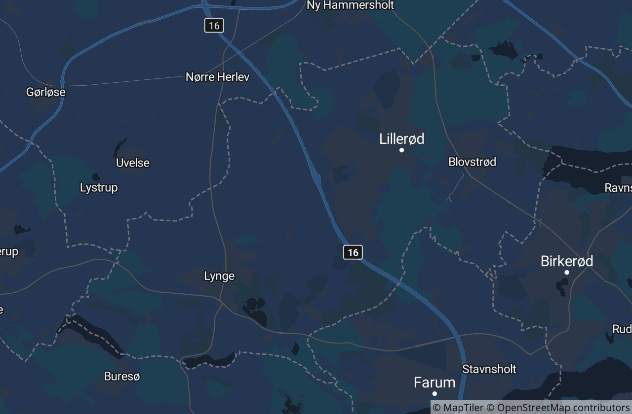 Kort over Allerød Kommune