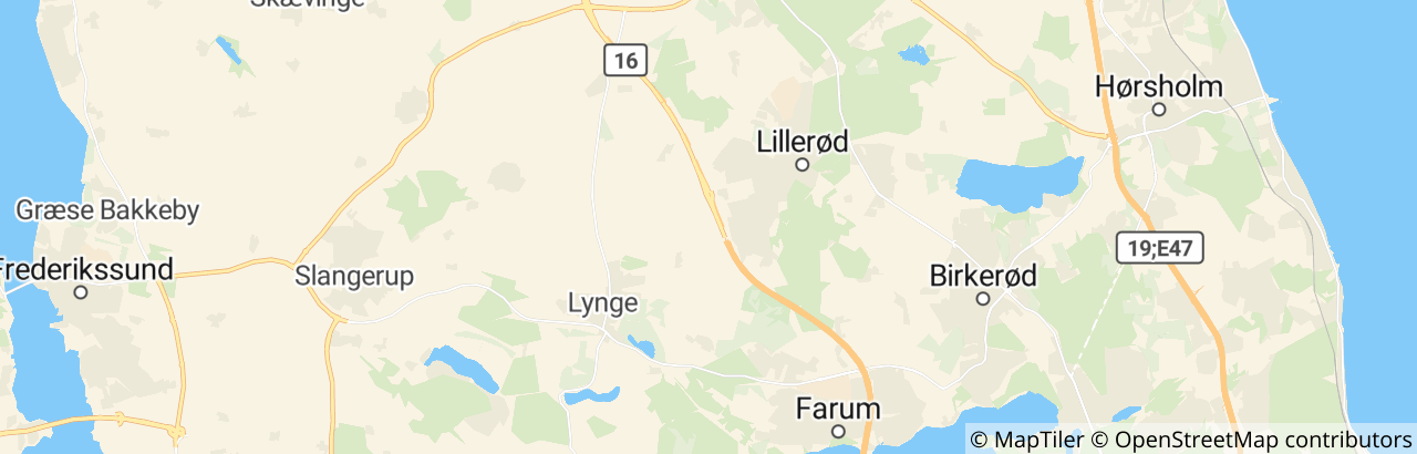 Kort over Allerød Kommune