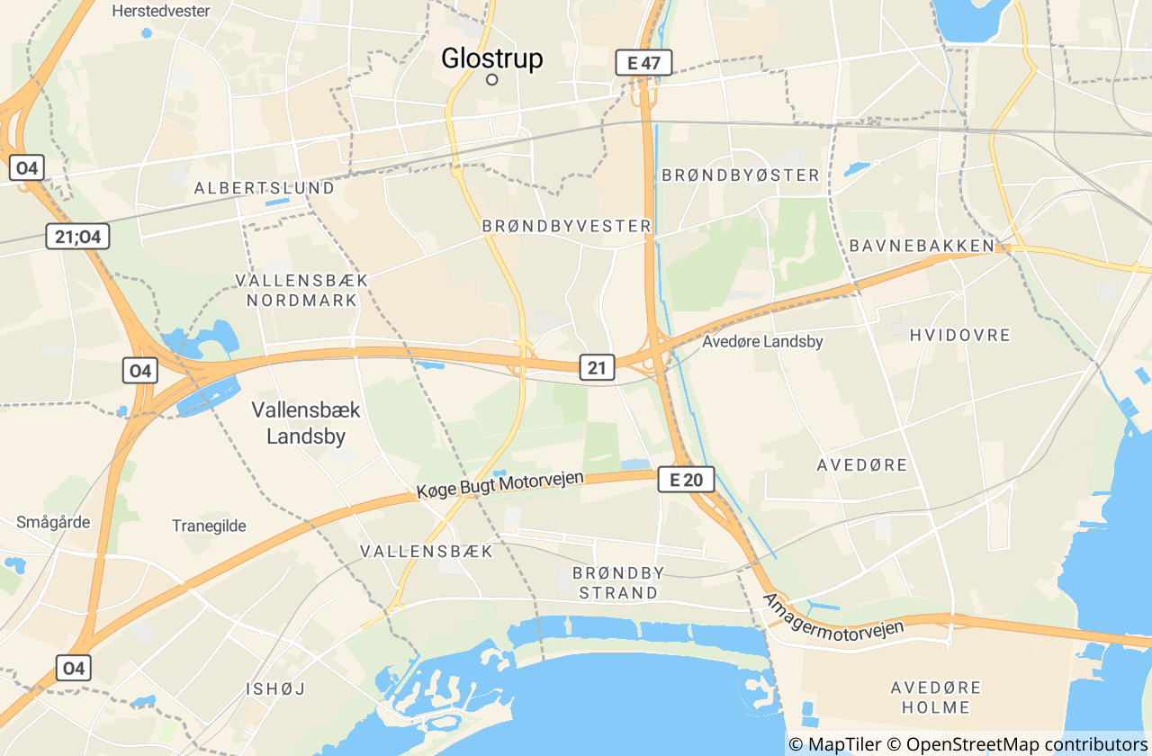 Kort over Brøndby Kommune