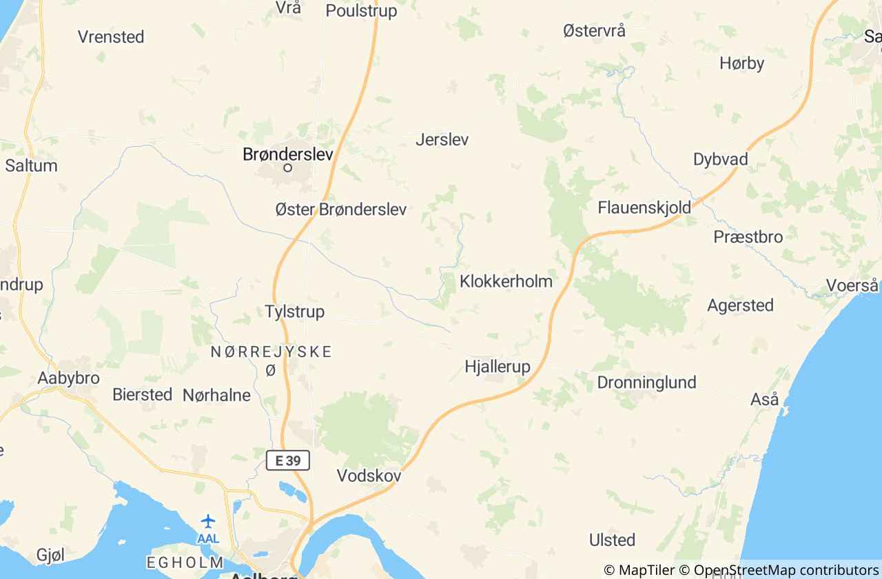 Kort over Brønderslev Kommune