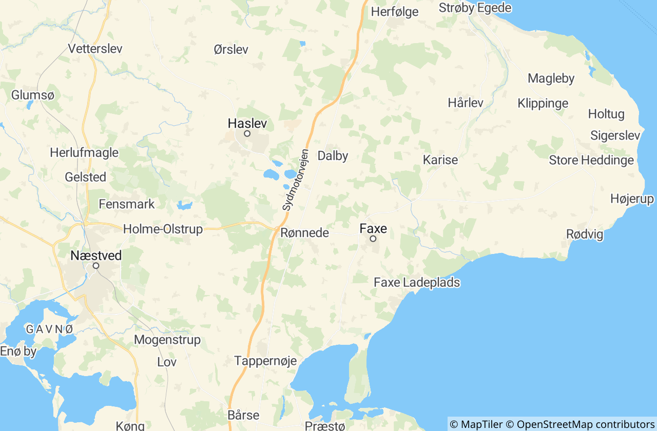Kort over Faxe Kommune