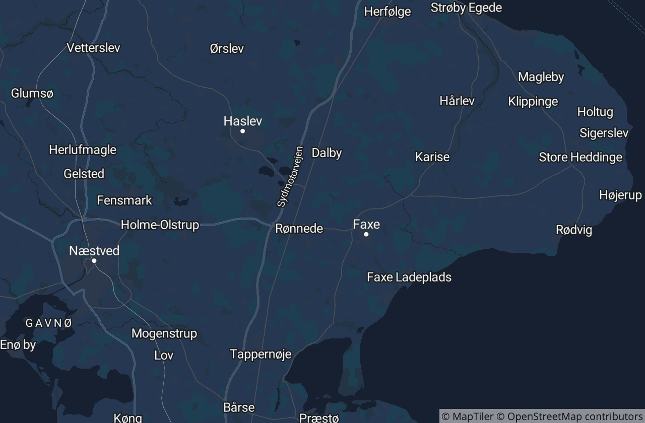 Kort over Faxe Kommune