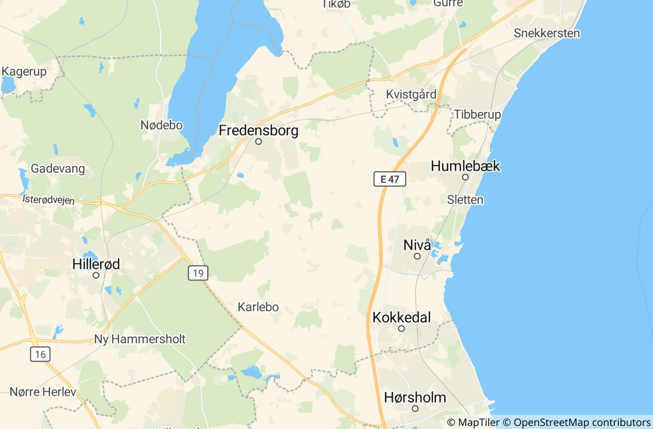 Kort over Fredensborg Kommune