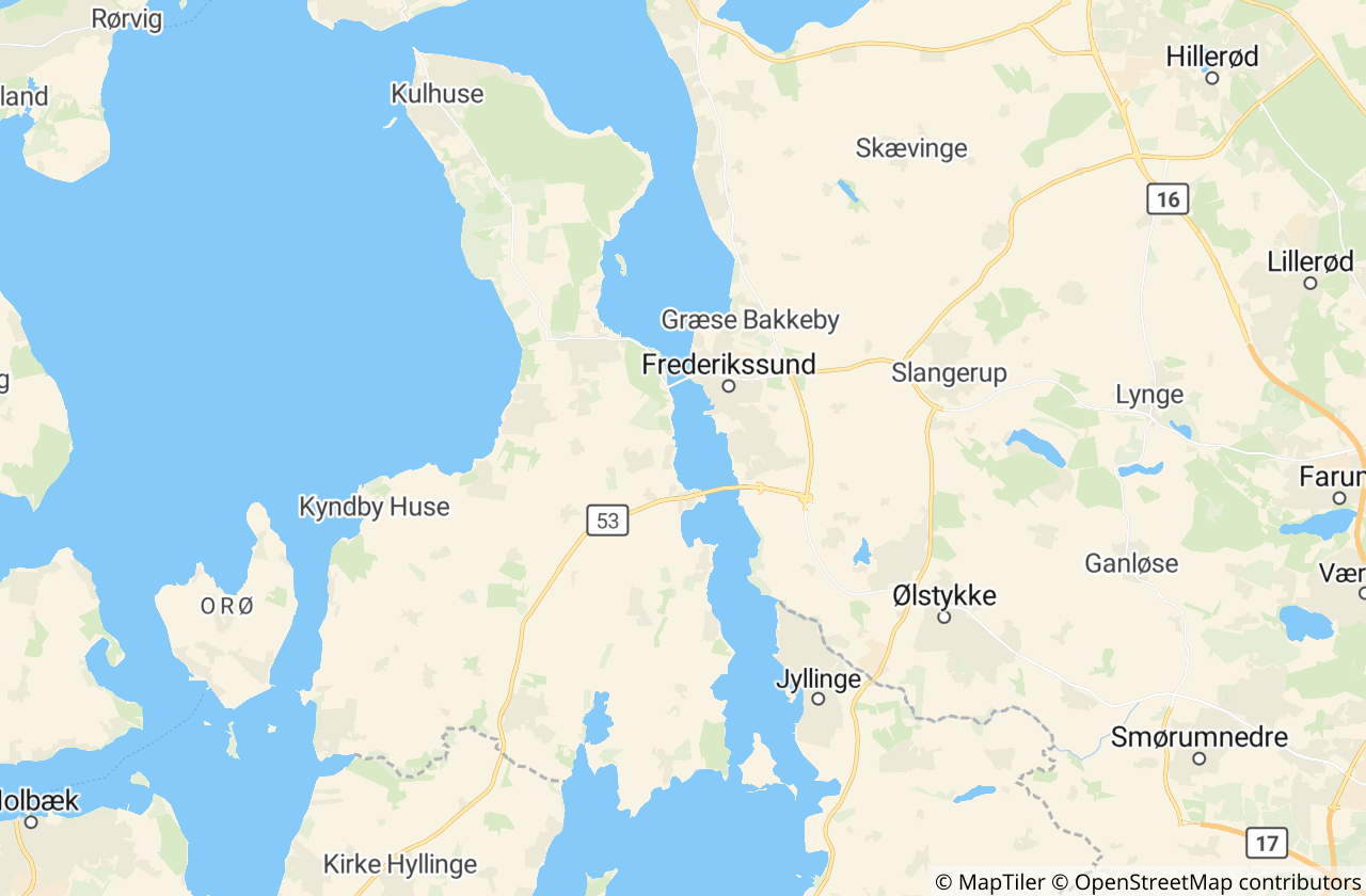 Kort over Frederikssund Kommune
