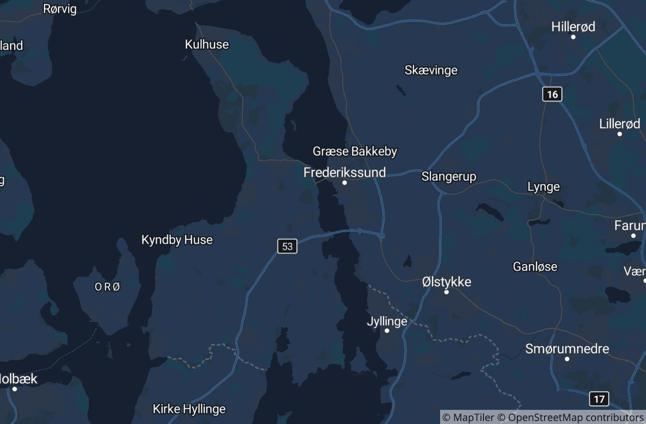 Kort over Frederikssund Kommune