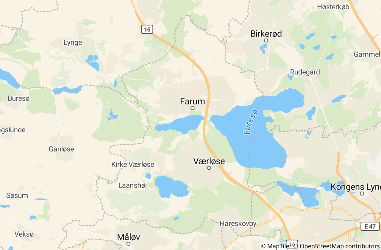 Kort over Furesø Kommune