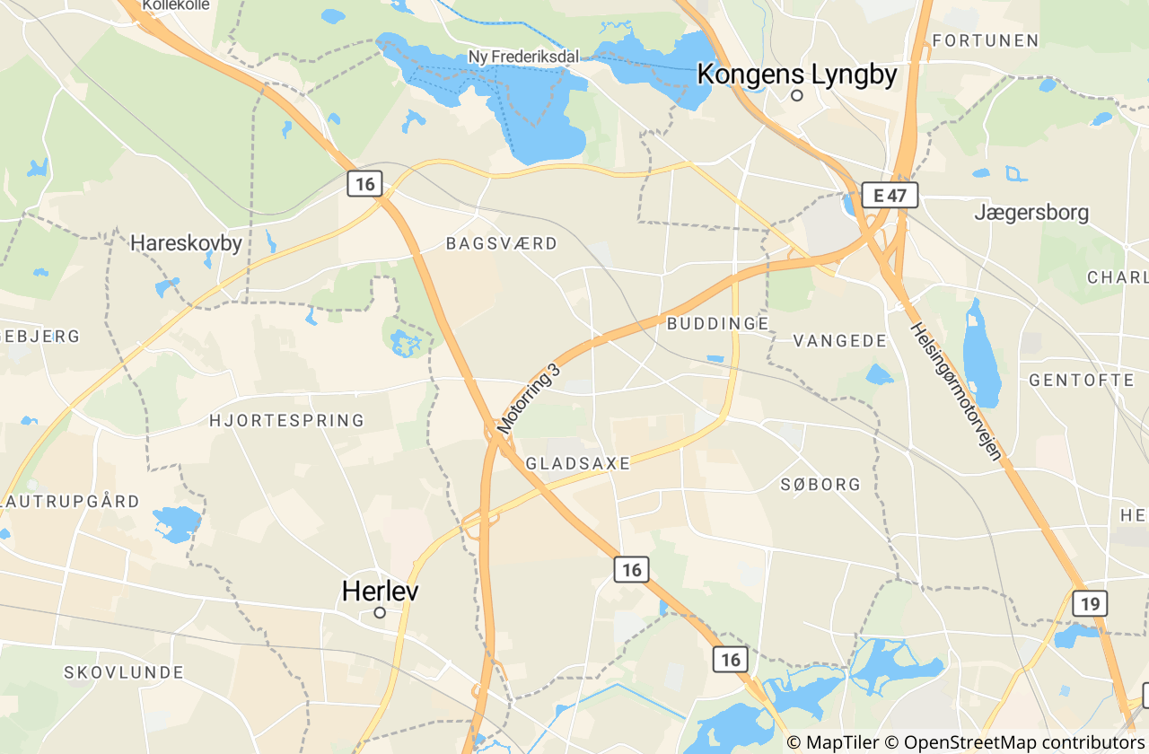 Kort over Gladsaxe Kommune