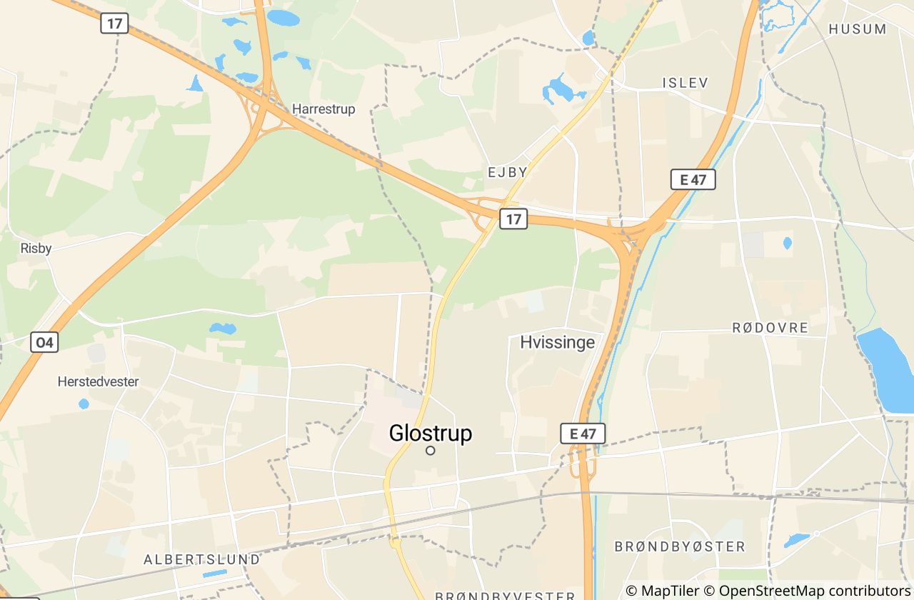 Kort over Glostrup Kommune