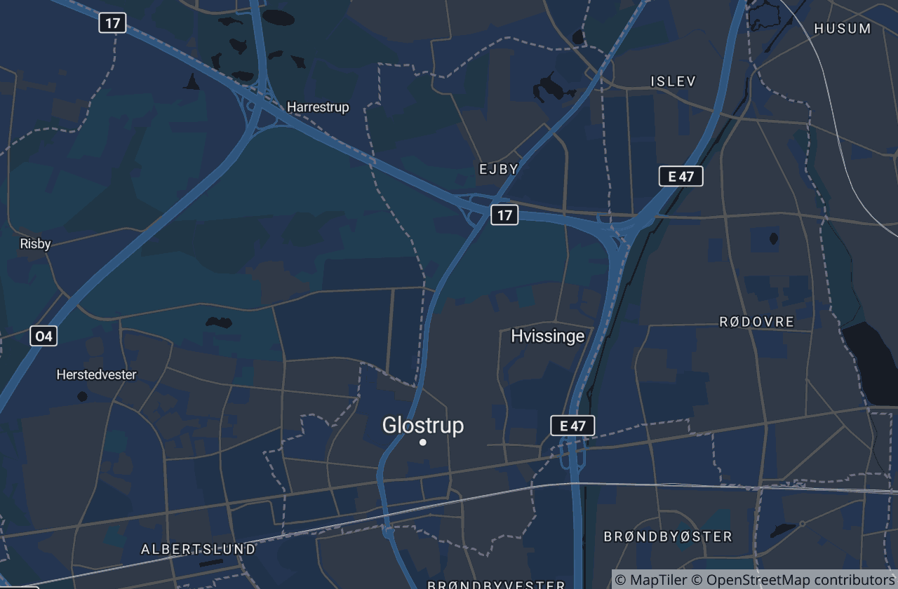 Kort over Glostrup Kommune