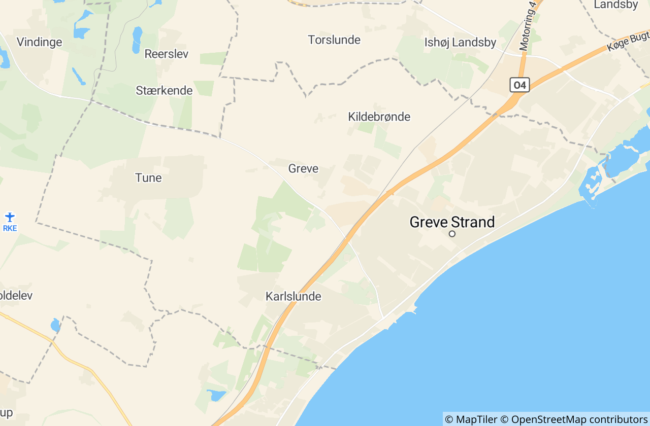 Kort over Greve Kommune
