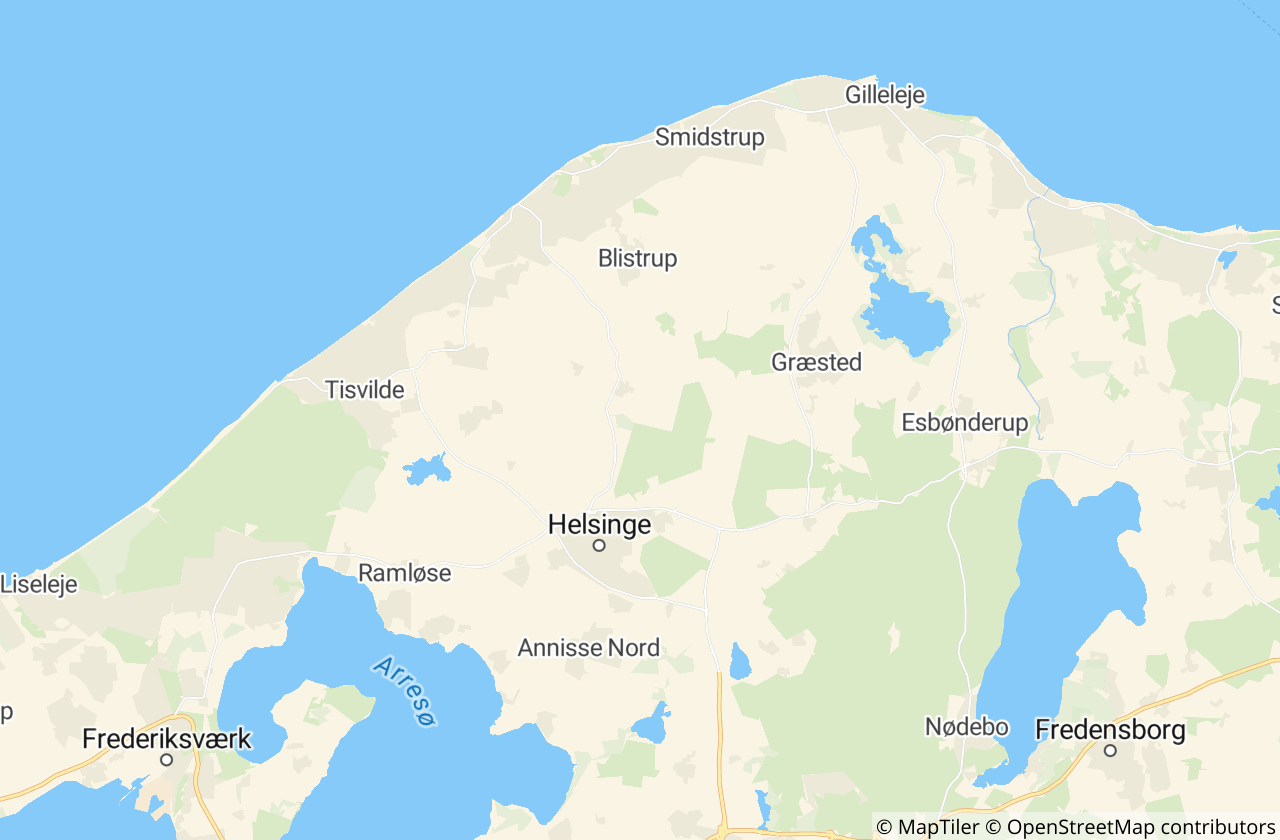 Kort over Gribskov Kommune