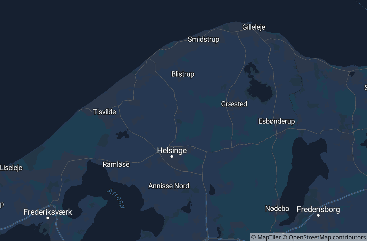 Kort over Gribskov Kommune