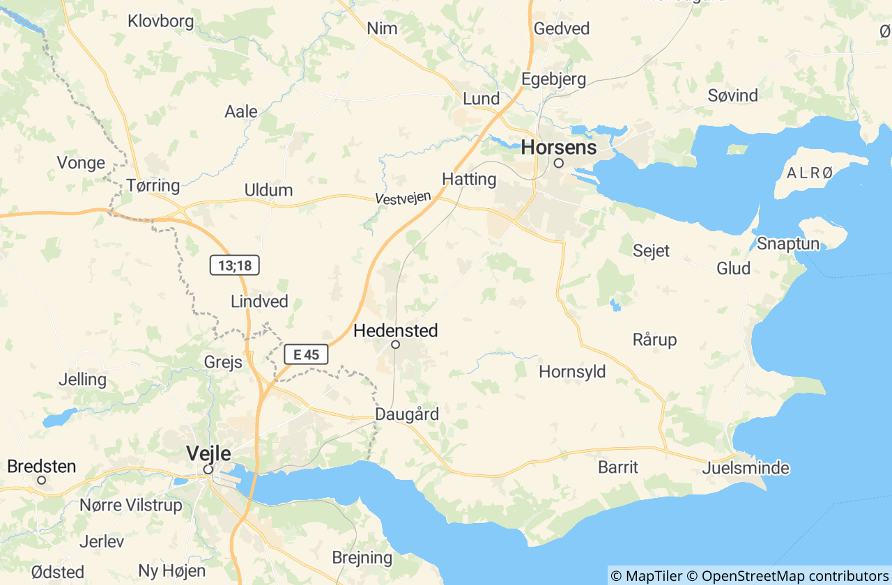Kort over Hedensted Kommune