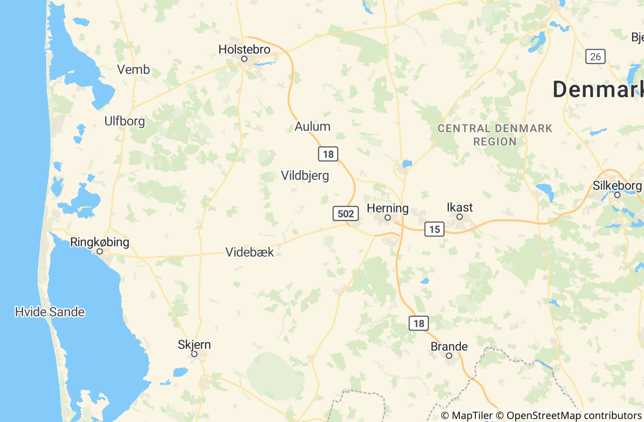 Kort over Herning Kommune