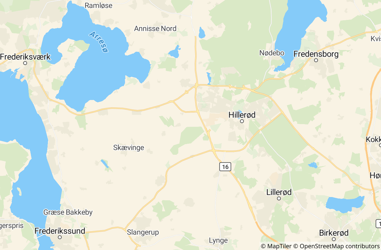 Kort over Hillerød Kommune
