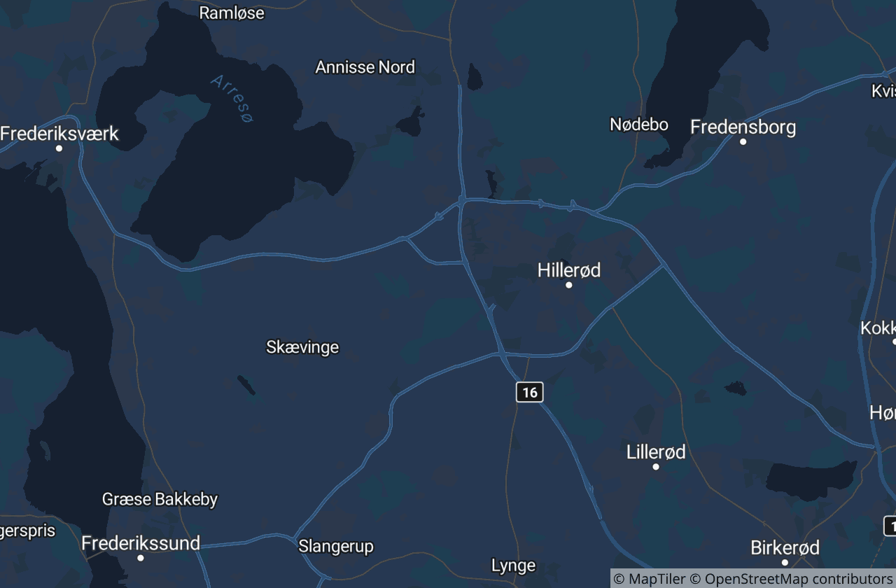 Kort over Hillerød Kommune