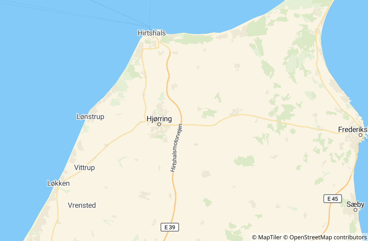 Kort over Hjørring Kommune