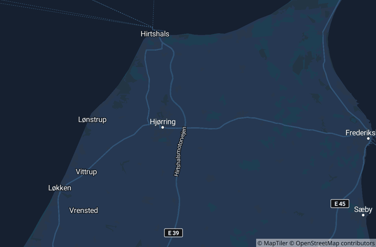 Kort over Hjørring Kommune