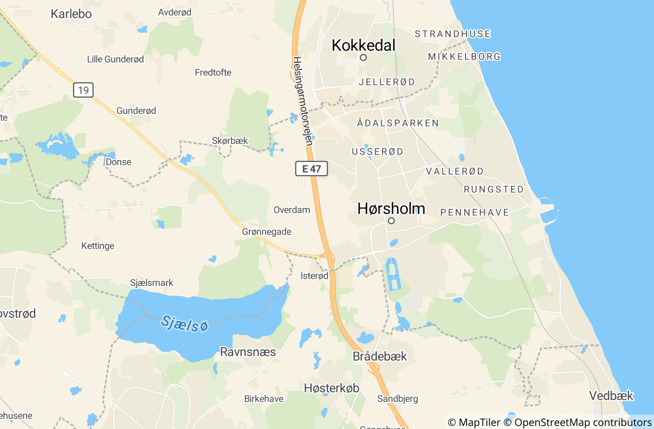 Kort over Hørsholm Kommune