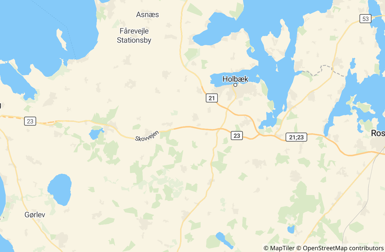 Kort over Holbæk Kommune