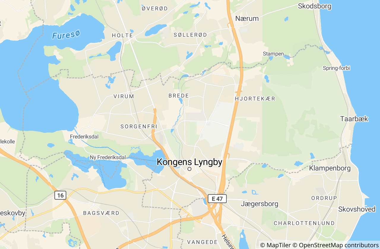 Kort over Lyngby-Taarbæk Kommune