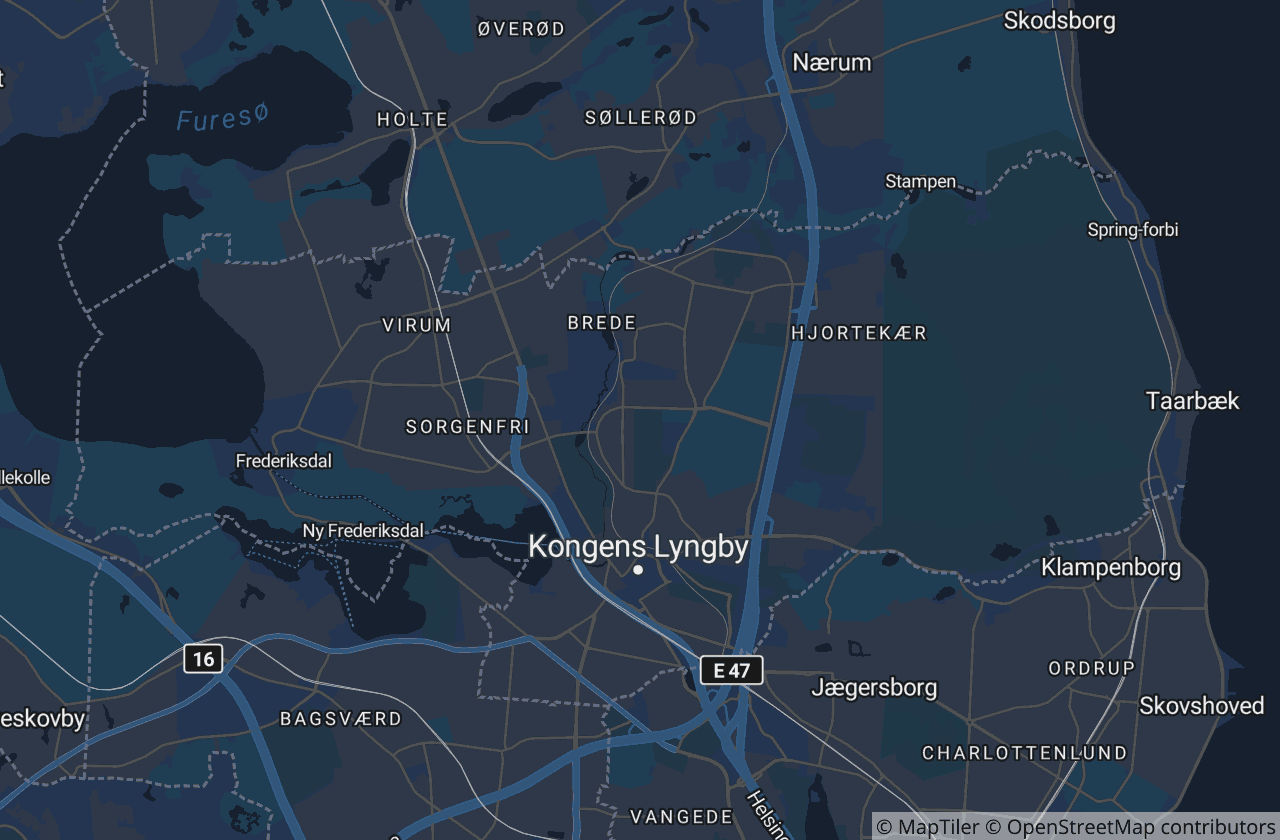 Kort over Lyngby-Taarbæk Kommune