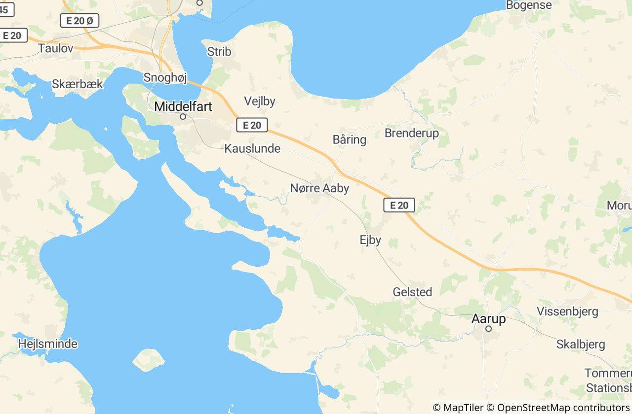 Kort over Middelfart Kommune