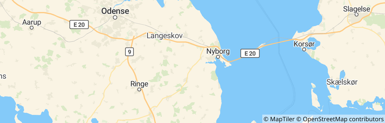 Kort over Nyborg Kommune