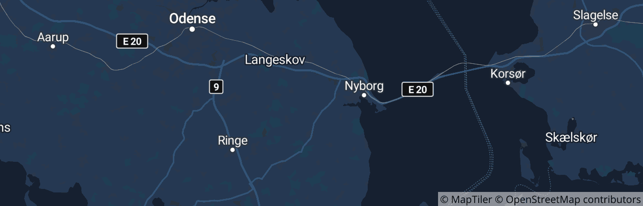Kort over Nyborg Kommune