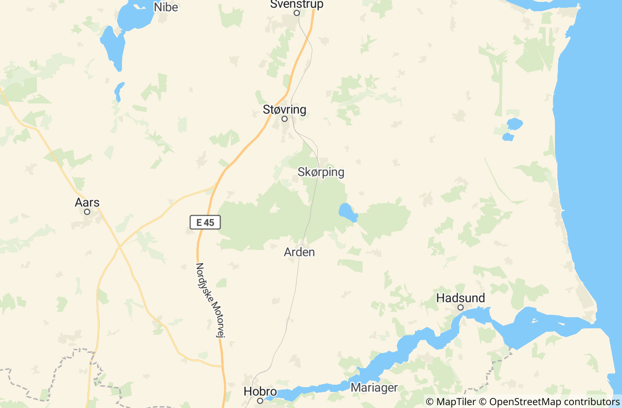 Kort over Rebild Kommune