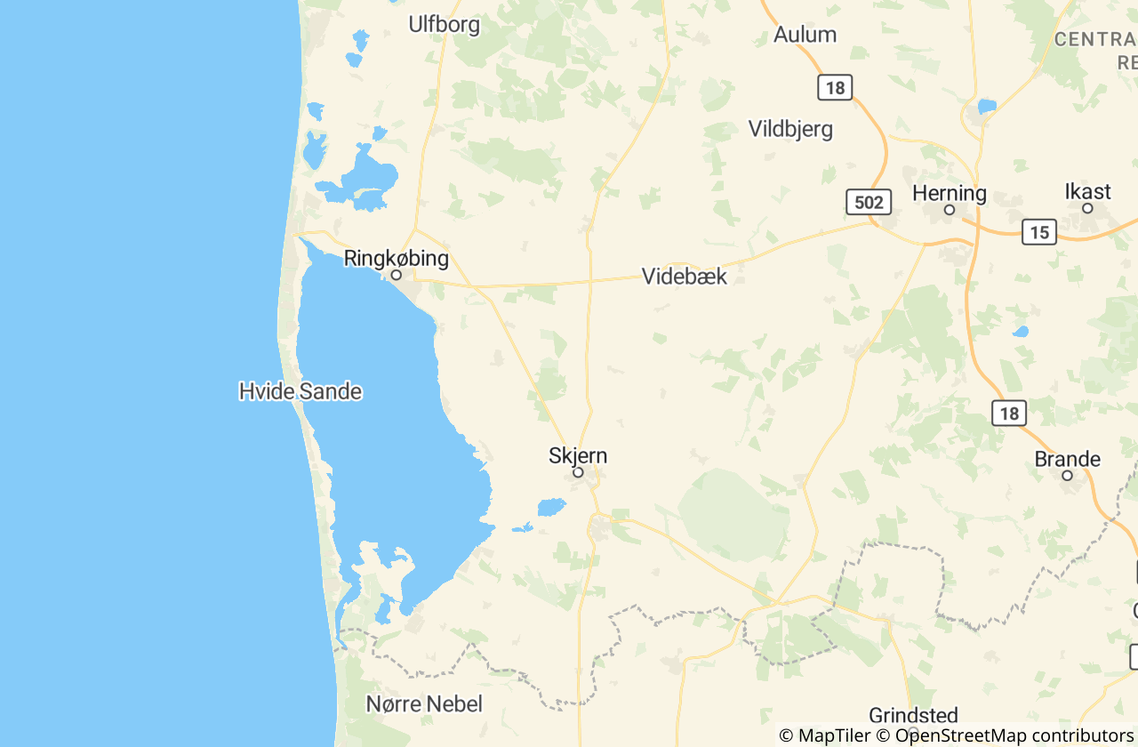 Kort over Ringkøbing-Skjern Kommune