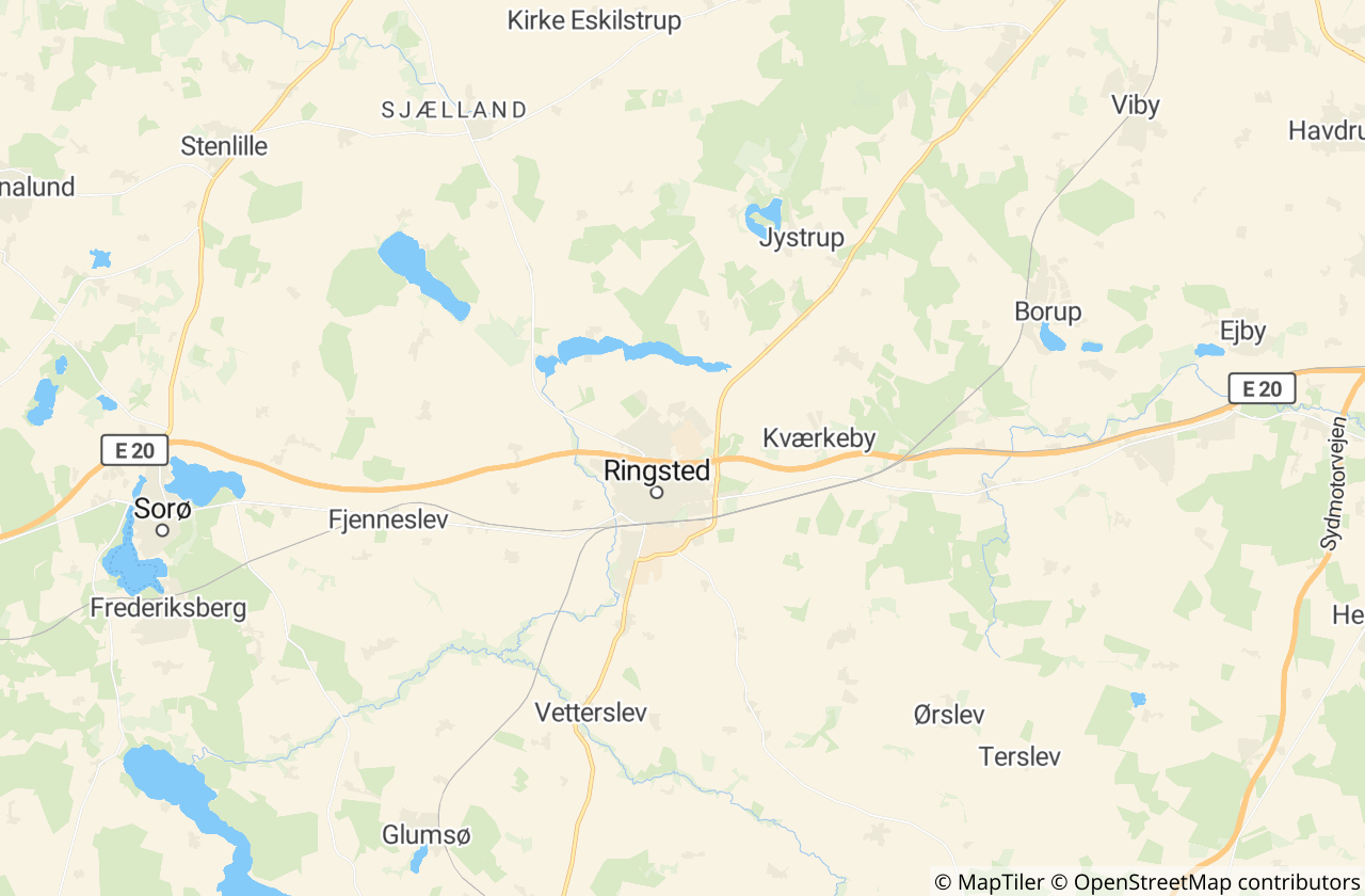 Kort over Ringsted Kommune