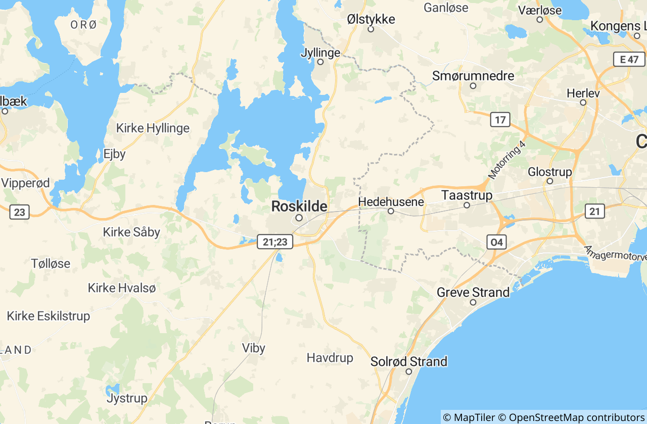 Kort over Roskilde Kommune