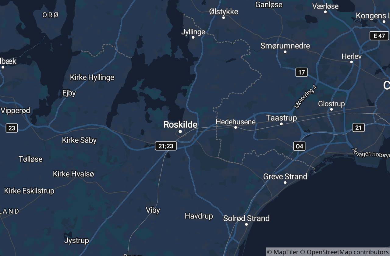 Kort over Roskilde Kommune