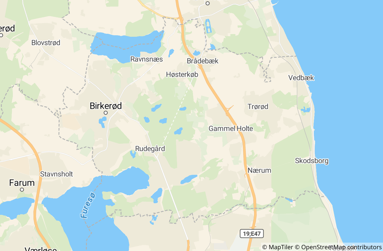 Kort over Rudersdal Kommune