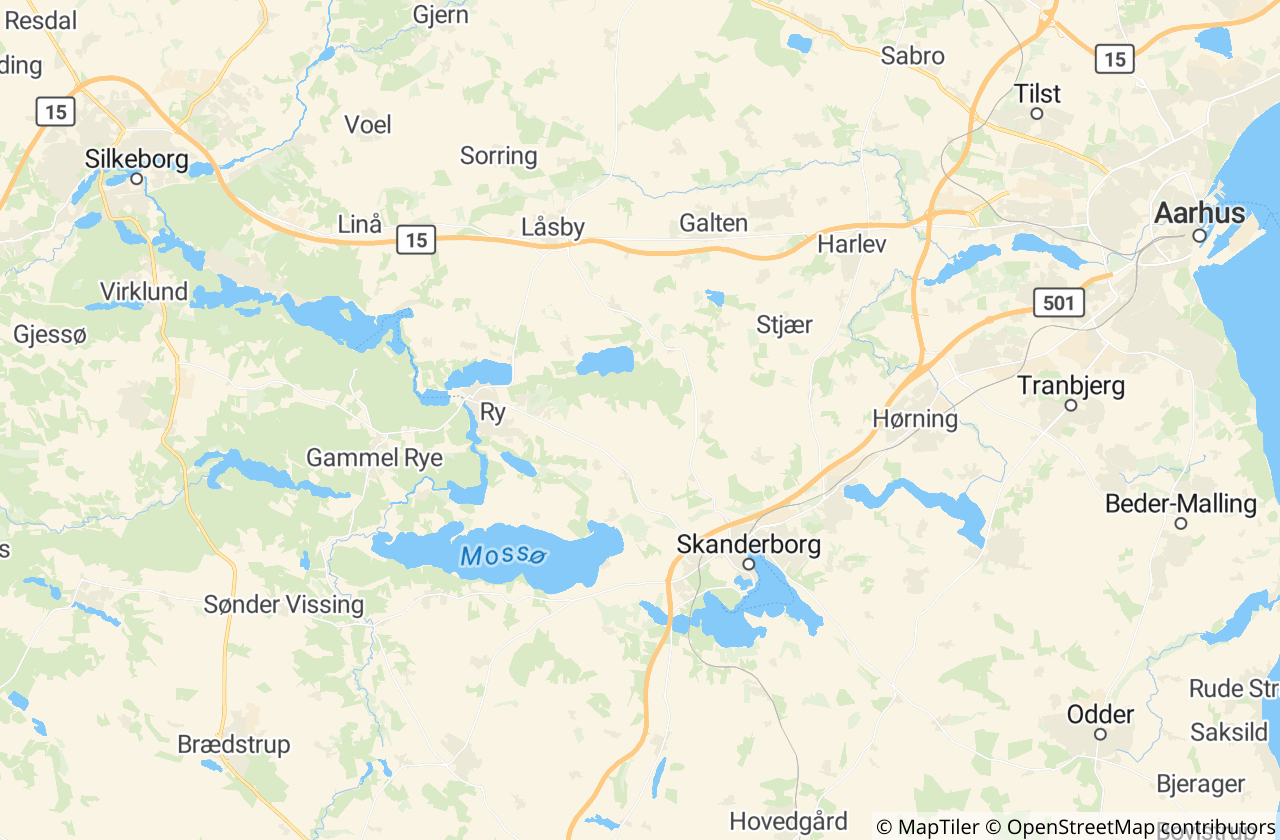 Kort over Skanderborg Kommune
