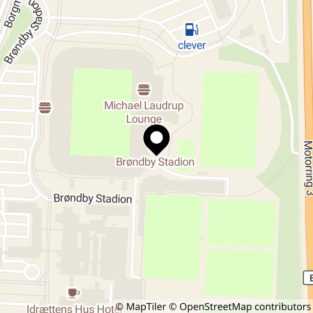 Kort over Brøndby Stadion 28A