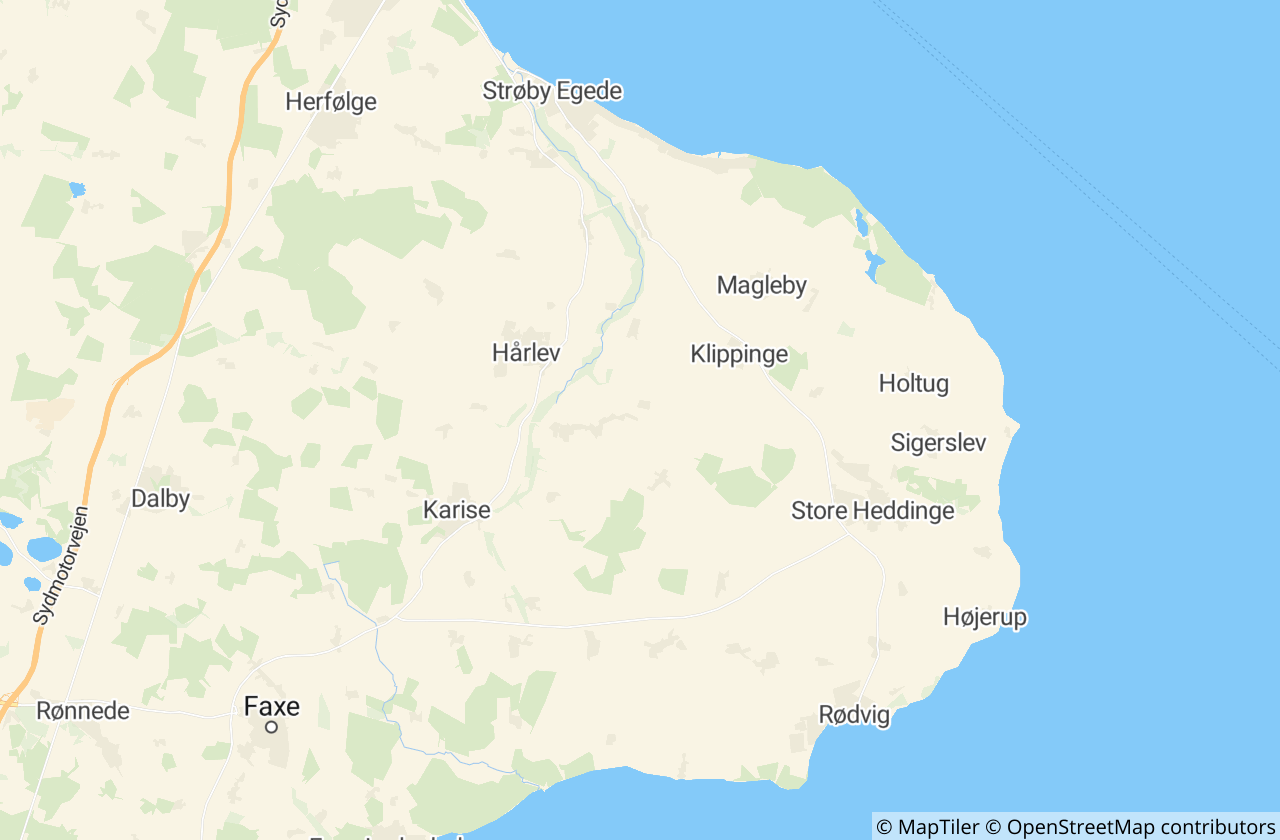 Kort over Stevns Kommune
