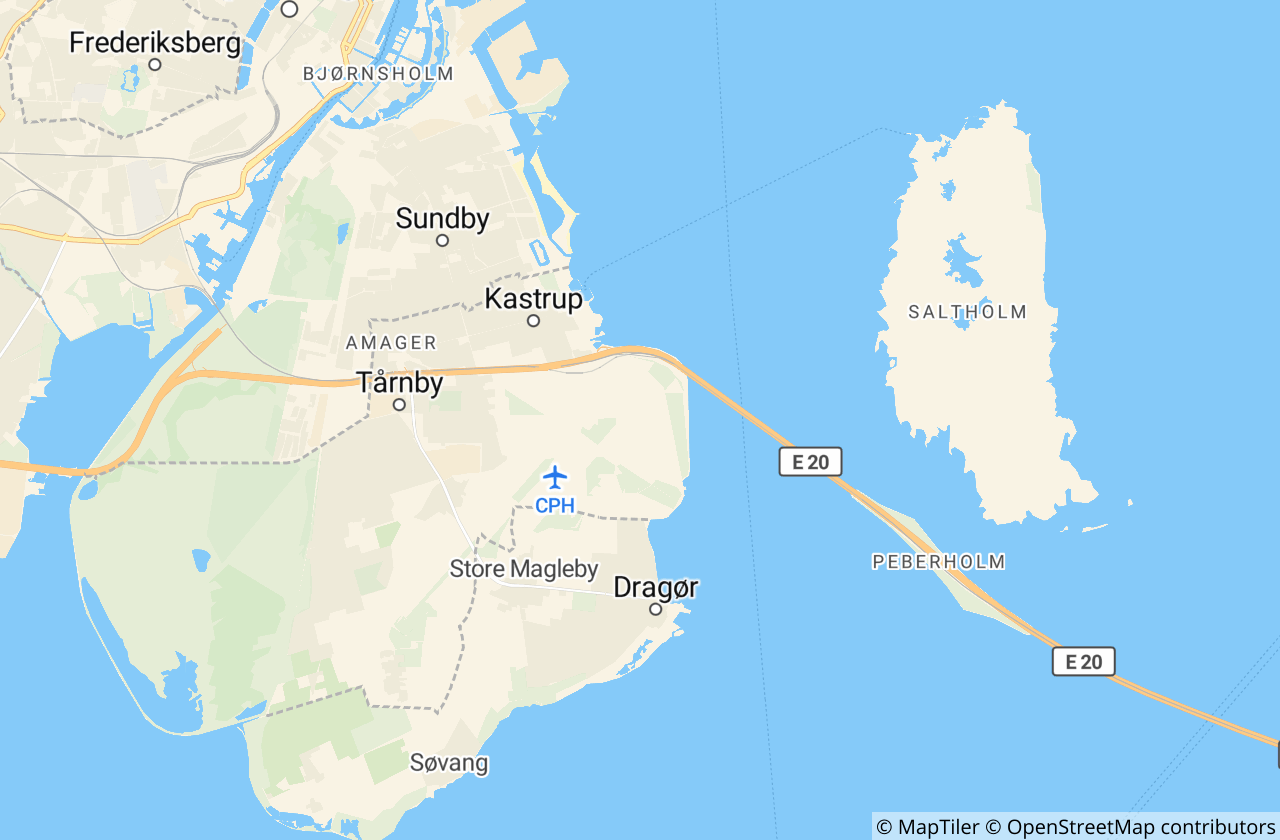 Kort over Tårnby Kommune
