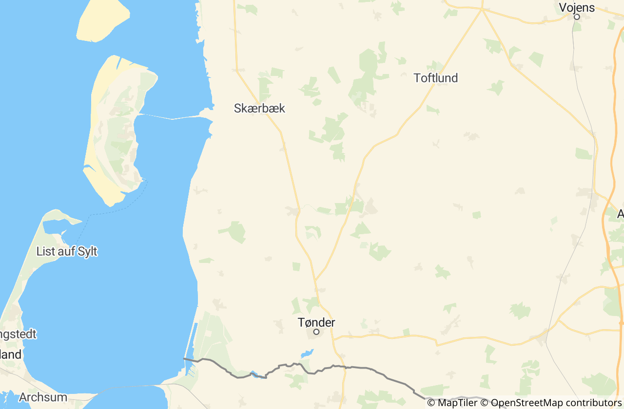 Kort over Tønder Kommune