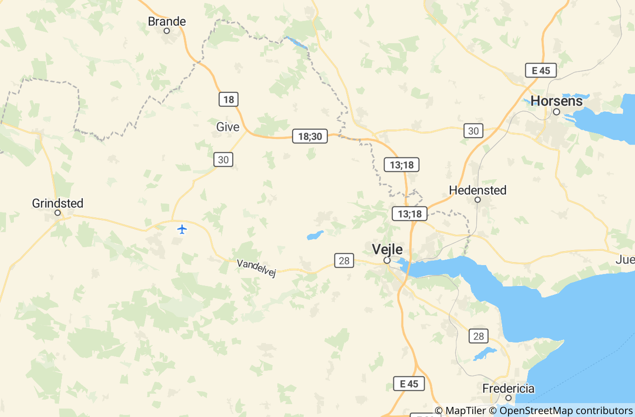 Kort over Vejle Kommune